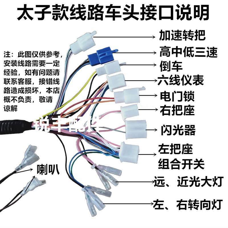 电动三轮车全车整车全部线路控制器防水组合大接口前后线尾灯线