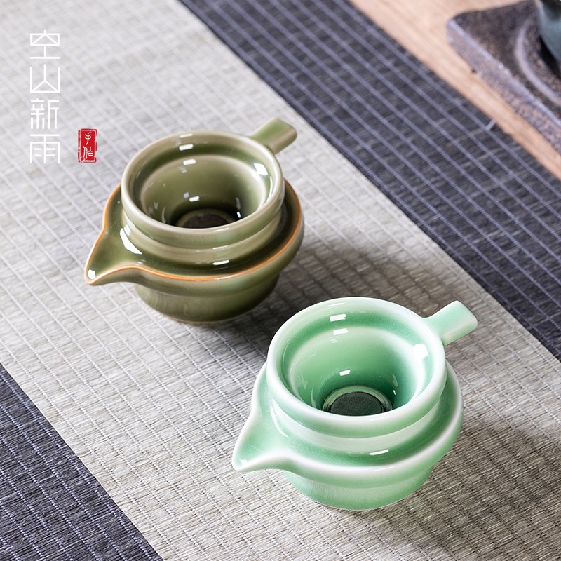 空山新雨茶漏茶滤家用复古茶叶滤网隔陶瓷创意茶水过滤器茶具配件