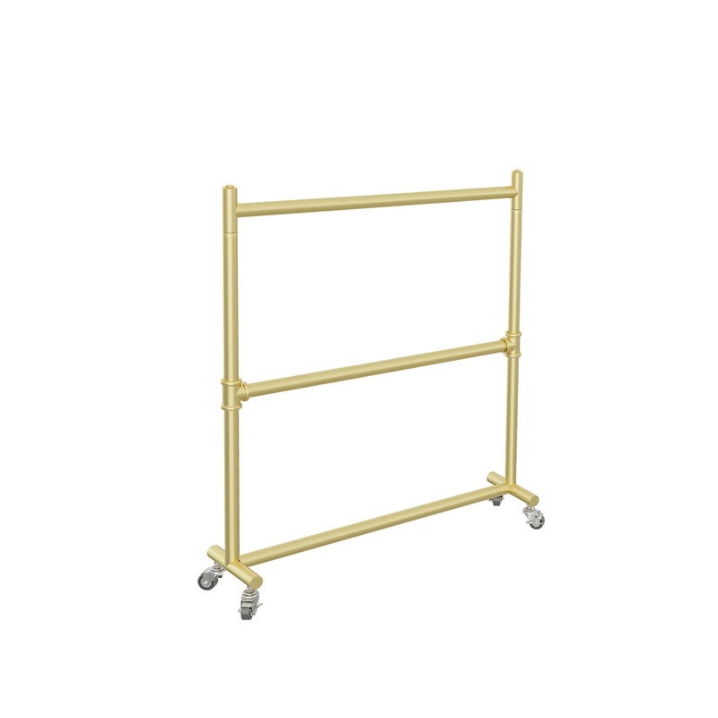 双层双排移动晾衣架落地卧室挂衣架阳台晒衣架单杆式衣帽架带轮子