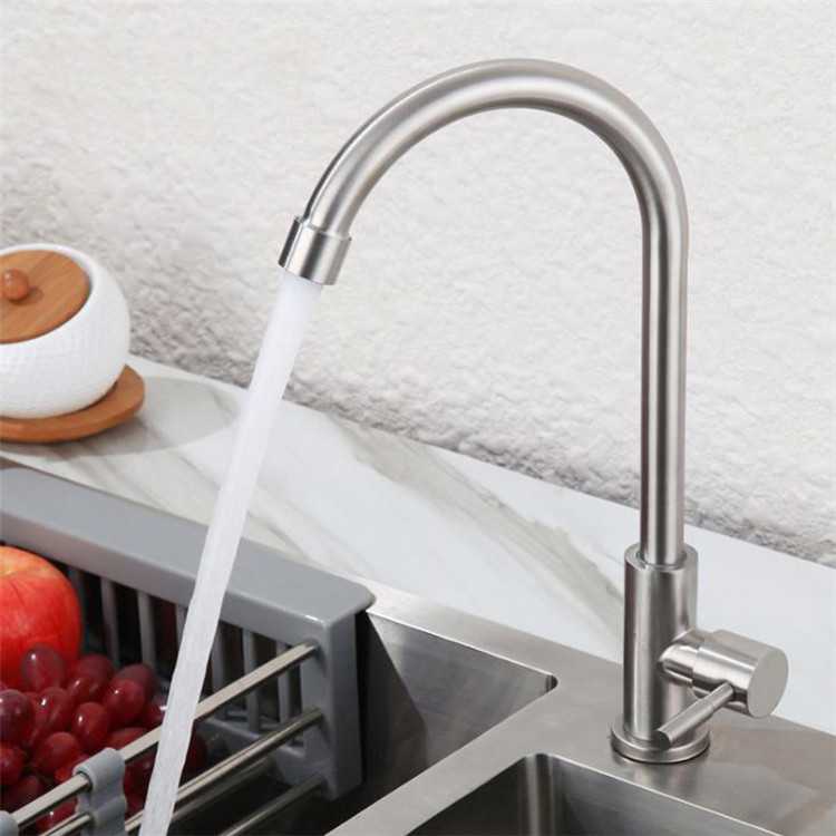 不锈钢拉丝厨房水龙头单冷家用防溅洗菜盆单冷洗手池洗碗盆龙头