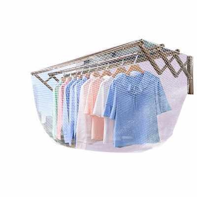 IYR7高楼阳台晒衣防掉网兜高层晾衣架防风防丢推拉杆伸缩晾衣杆防