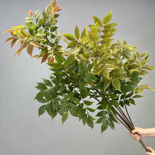 仿真南天竹家居装饰花艺工程橱窗展示仿真绿植漆木叶仿真漆木叶