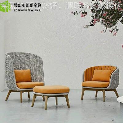 欧休闲组实露木户外沙发茶几合室内客6厅天庭院藤北编制桌椅家具