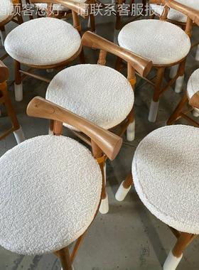 全64814实木蝴蝶小凳用樱实木小凳子桃木梳家妆凳妆凳带化靠背圆