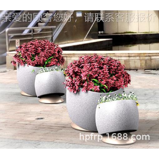 玻钢花盆户外商业广场67677开业美陈组植合圆璃形花现代简约种箱