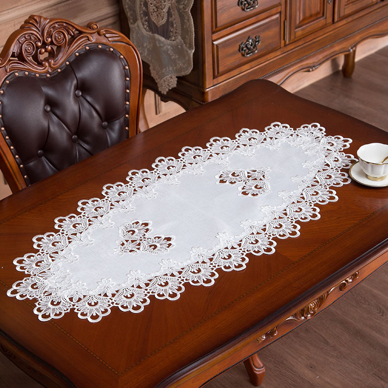 欧式桌布餐桌旗蕾丝餐边柜茶几旗小盖布美式电视柜台布桌垫椭圆形