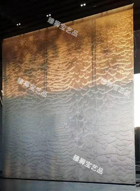 金属网水幕墙钢丝网水帘人工瀑布简约新型喷泉景观鱼波纹流水投影