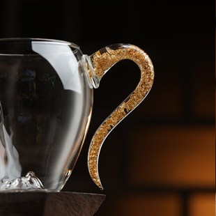 高档茶具高颜值套装 金箔公道杯高硼硅玻璃冰山2024新款 主人杯茶杯