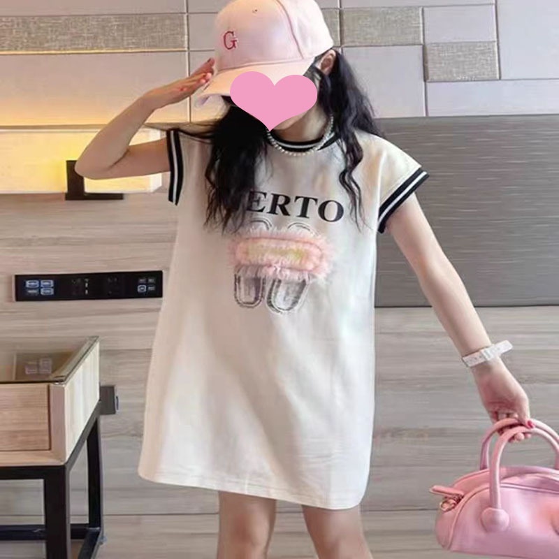 女童连衣裙夏季2024新款洋气裙子宽松童装宝宝T恤裙儿童装公主裙