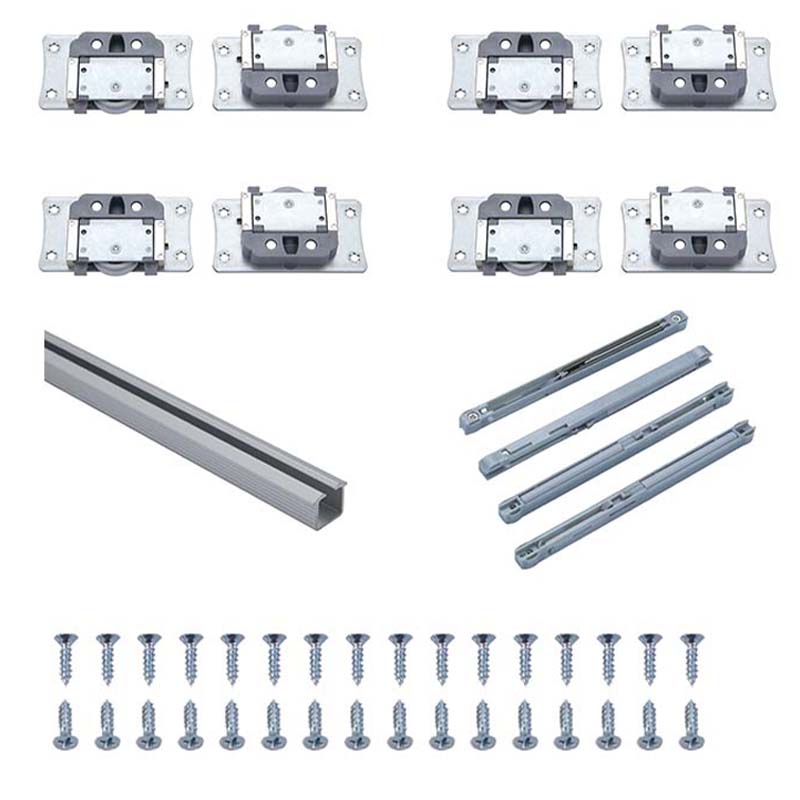 电视柜衣柜推拉移门轨道内嵌式双向阻尼缓冲静音滑轨内装五金配件