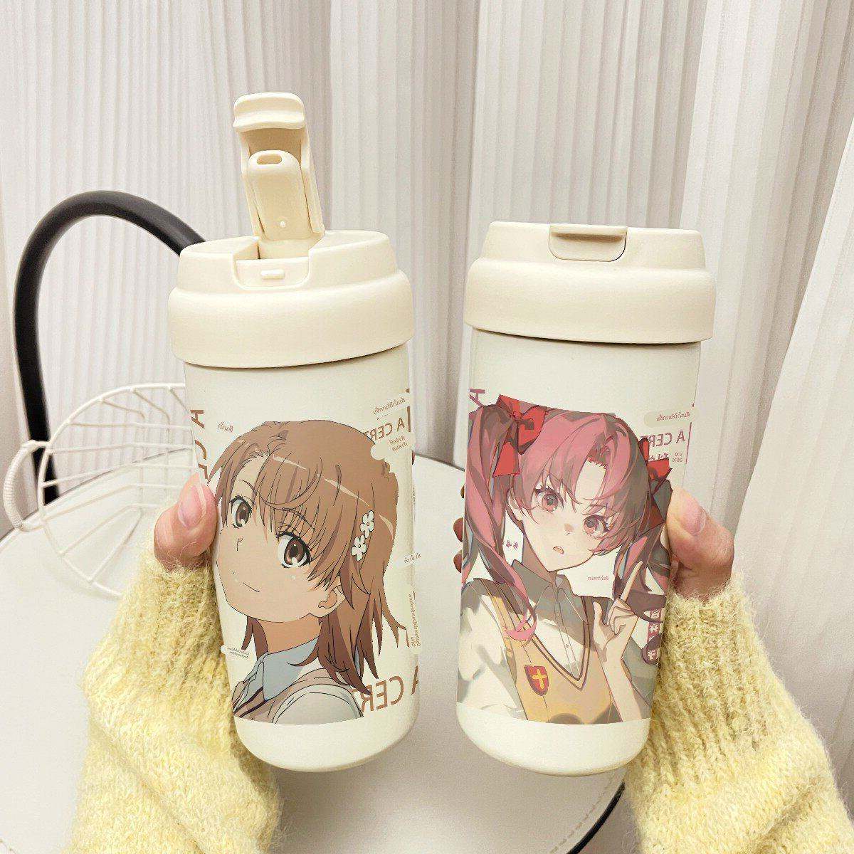 日漫某科学的超电磁炮御阪美琴白井黑子周边双饮吸管式保温杯茶杯