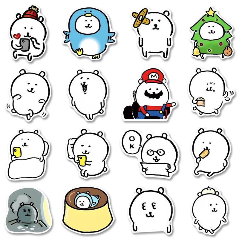 爆款可爱自嘲熊贴纸简笔画nagano手账素材平板房间桌面装饰贴画