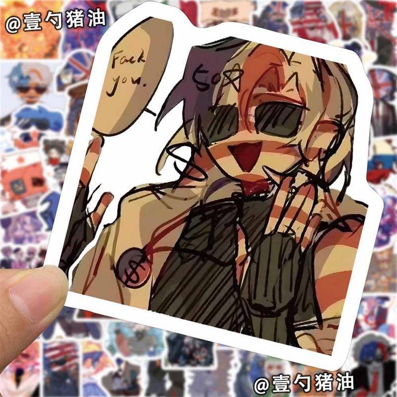 200张国家拟人CH贴纸俄瓷美英CountryHumans五常周边创意装饰贴画