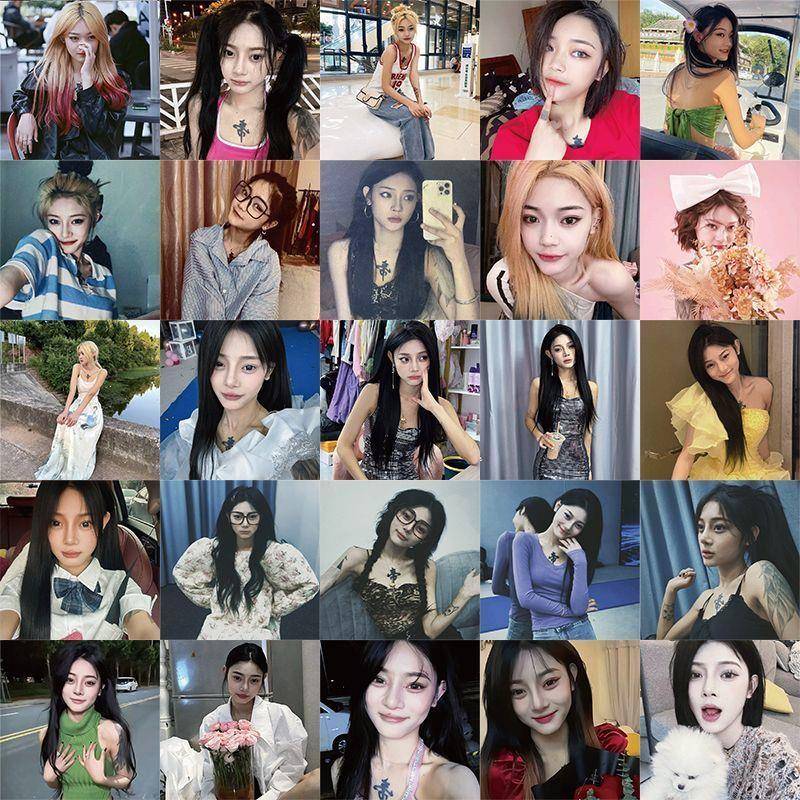 198张康琴枝贴纸ins快手网红周边笔记本手机壳行李箱饭卡装饰贴画