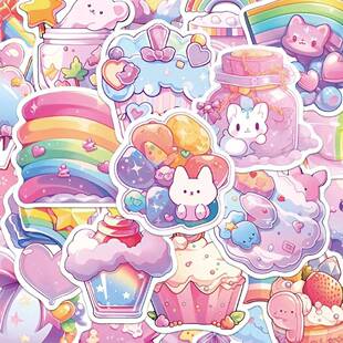 50张糖果小物件贴纸卡通可爱手机保护壳笔记本行李箱装饰防水贴画