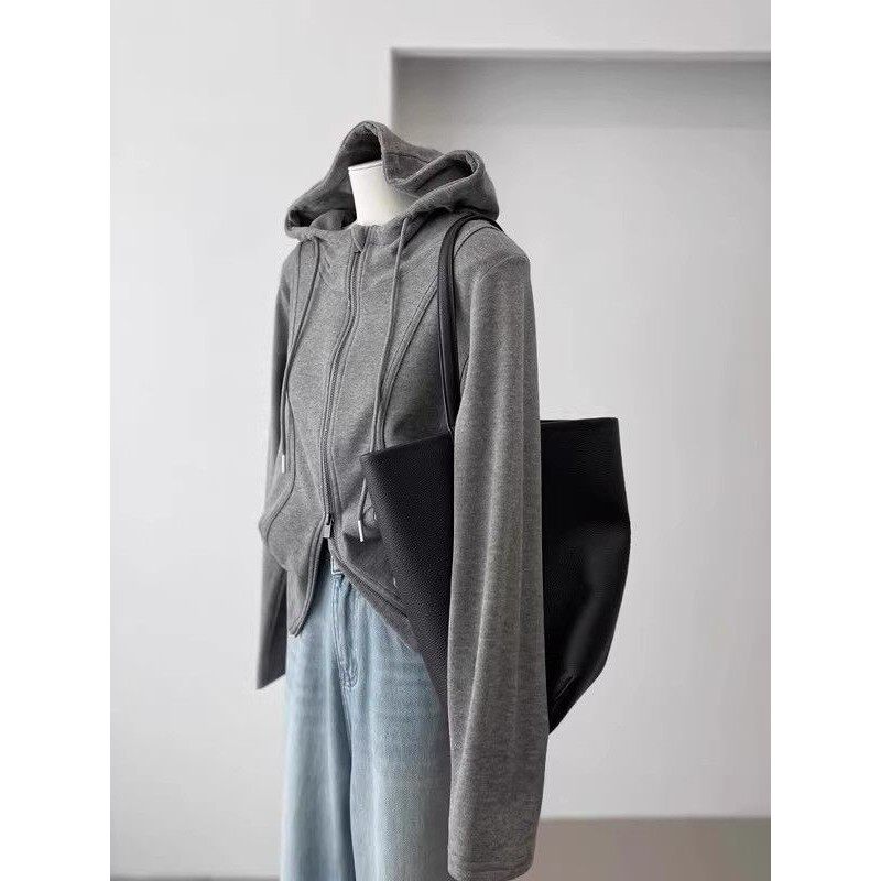 洋气时髦百搭修身显瘦连帽卫衣女2026春新款拉链开衫帽衫上衣外套