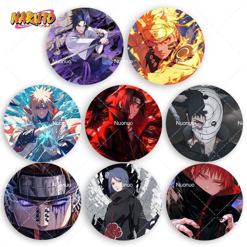 新款火影忍者周边动漫镭射吧唧徽章鸣人佐助鼬水门书包挂件胸针别