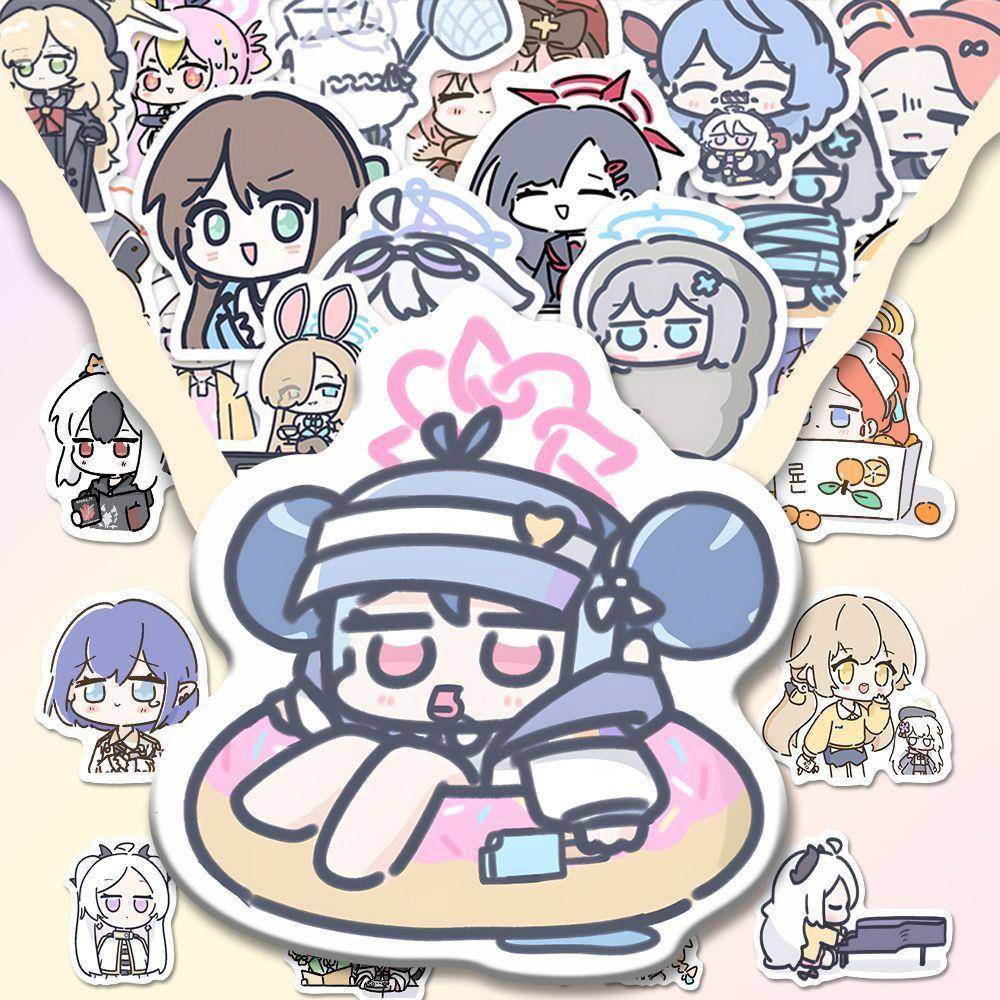 96张蔚蓝档案小鼻嘎周边贴纸千世宝宝可爱diy手账笔记本贴画 画防