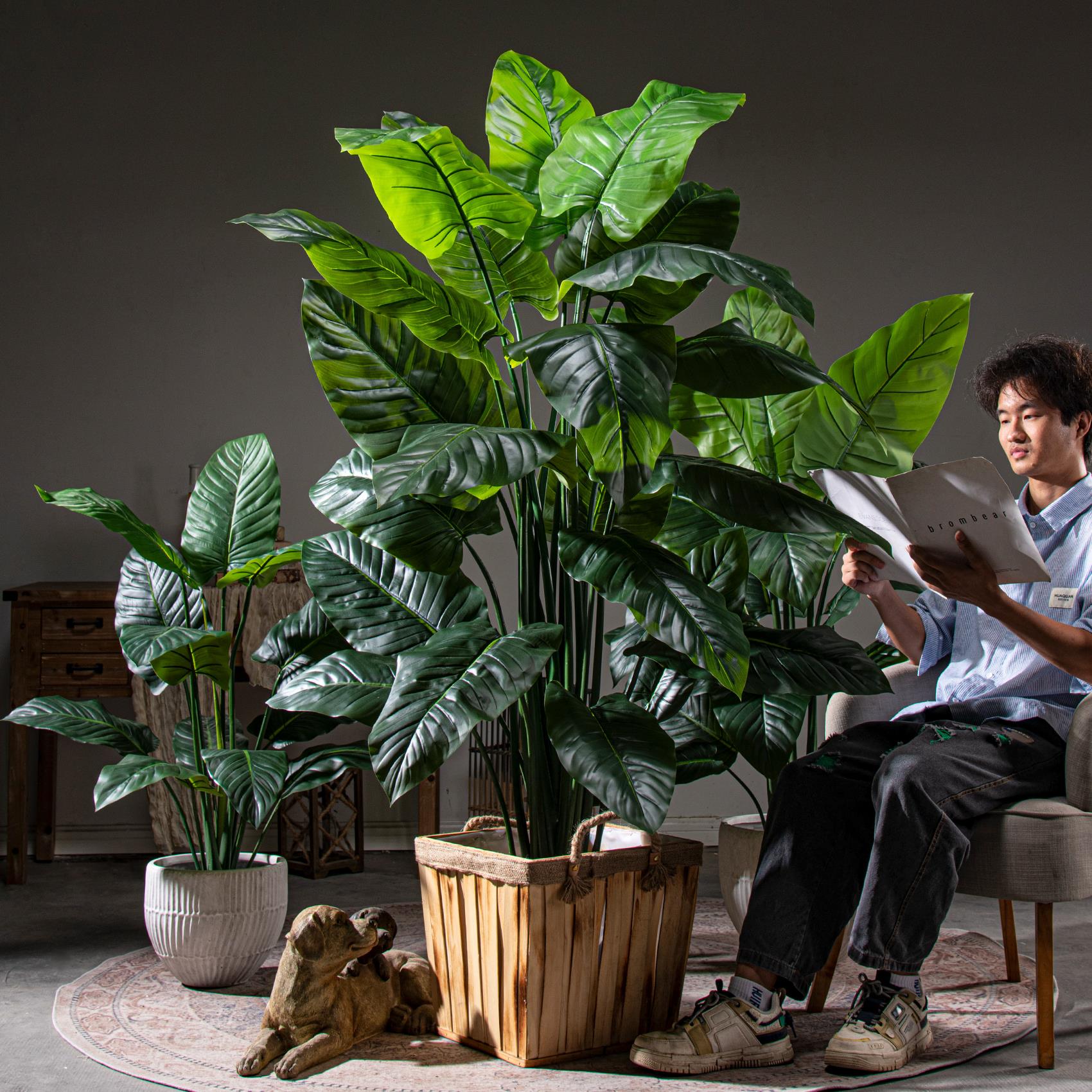 大型高端仿真热带植物室内落地盆栽高级仿生绿植假树造景装饰摆件