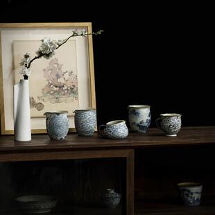 【朴云堂 青花手绘公道杯】茶道配件手工分茶器