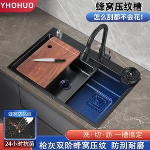 家用纳米洗碗槽单盆台下洗菜盆大单槽 手工厨房304不锈钢水槽日式