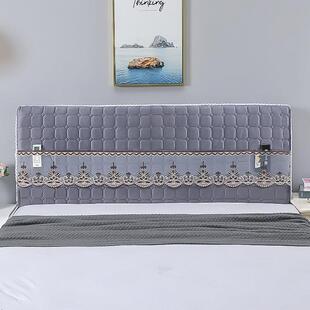 弹性全包床头柜欧式皮床防护罩防尘罩木床绗缝防撞软袋织物简单