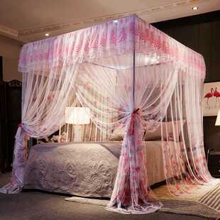 艾晶美家纺宫廷落地蚊帐加密印花帐纱25加粗不锈钢支架 网供