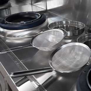 大漏勺沥油木柄商用304不锈钢卢加厚食品级润牌密网大捞勺过滤网