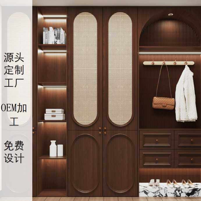 源头工厂实木定制烤漆门板宋式美学衣柜书柜餐边柜鞋柜酒柜图片