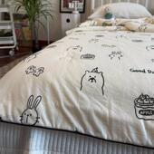 软糯亲肤卡通风可爱黑笔画 划针织夏凉被夏被空调被单双人1.5m薄