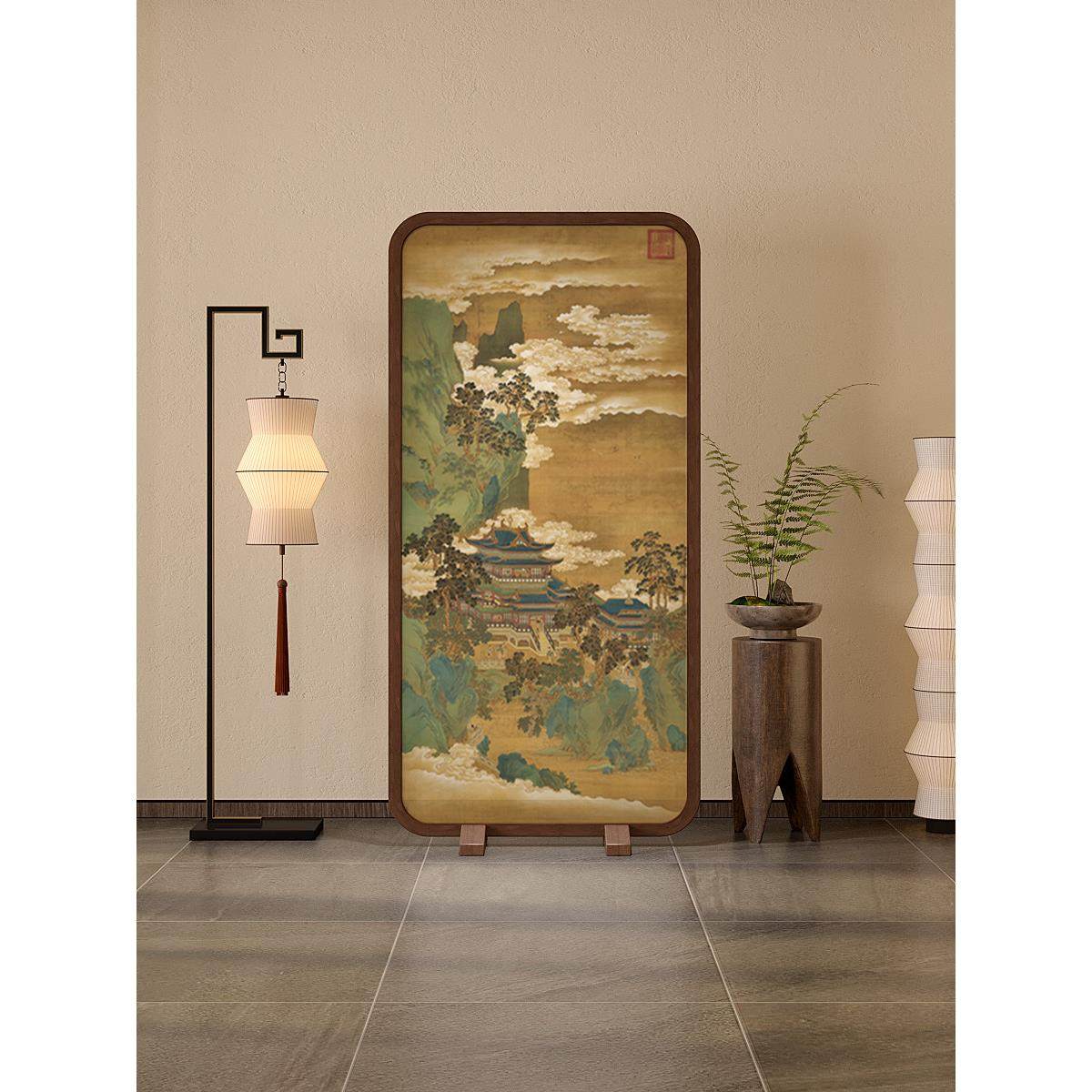 新中式屏风隔断客厅家用遮挡书房办公室装饰覆古山水图可移动座屏,住宅家具,座屏,淘宝优惠券,粉丝福利购,淘宝优惠卷