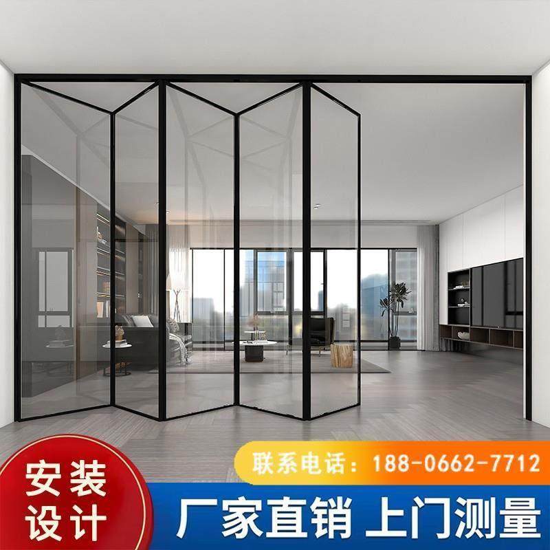 厨房商铺客厅洗车房吊轨重型推拉门隔断极窄铝合金玻璃折叠门阳台