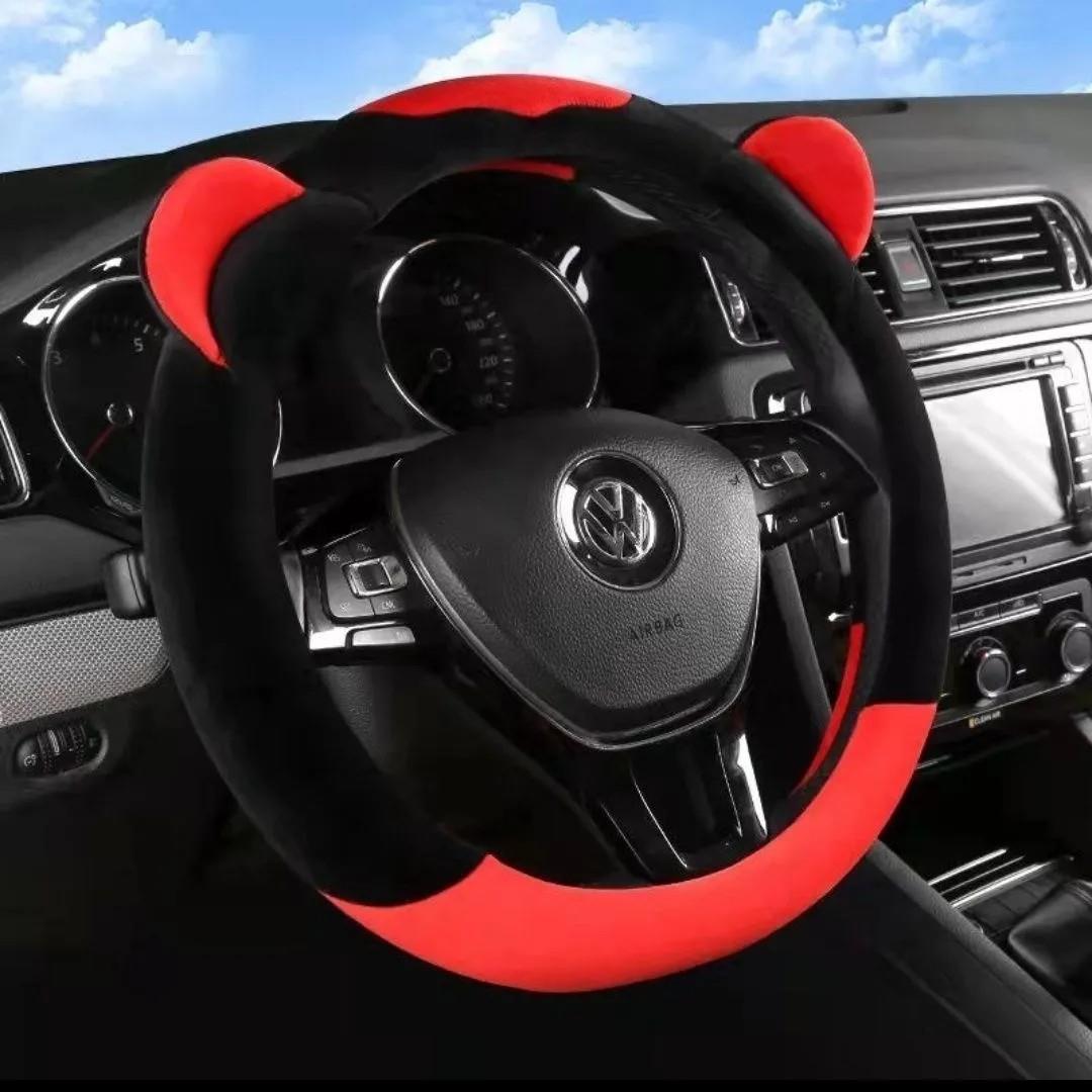 新款秋冬短毛绒保暖方向盘套电动车通用新能源电动四轮车把套小号