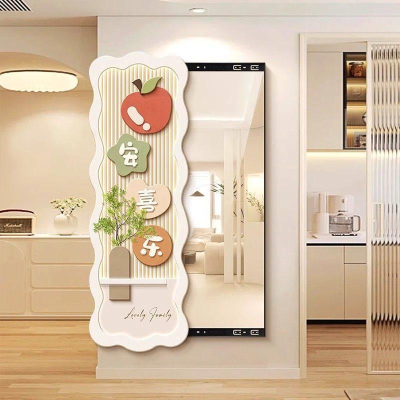 现在简约玄关装饰画翻盖全身镜镜子画贴墙自粘落地穿衣镜
