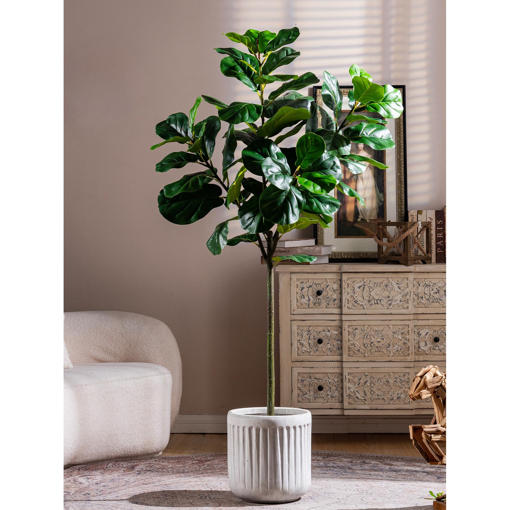 大型钢琴叶榕树模拟绿色植物盆栽高端无障碍豪华假花植物饰品客厅