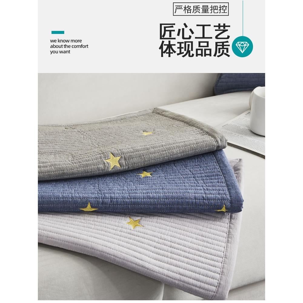 斯堪的纳维亚纯棉沙发垫简单现代四季通用防滑织物座垫皮革沙发套