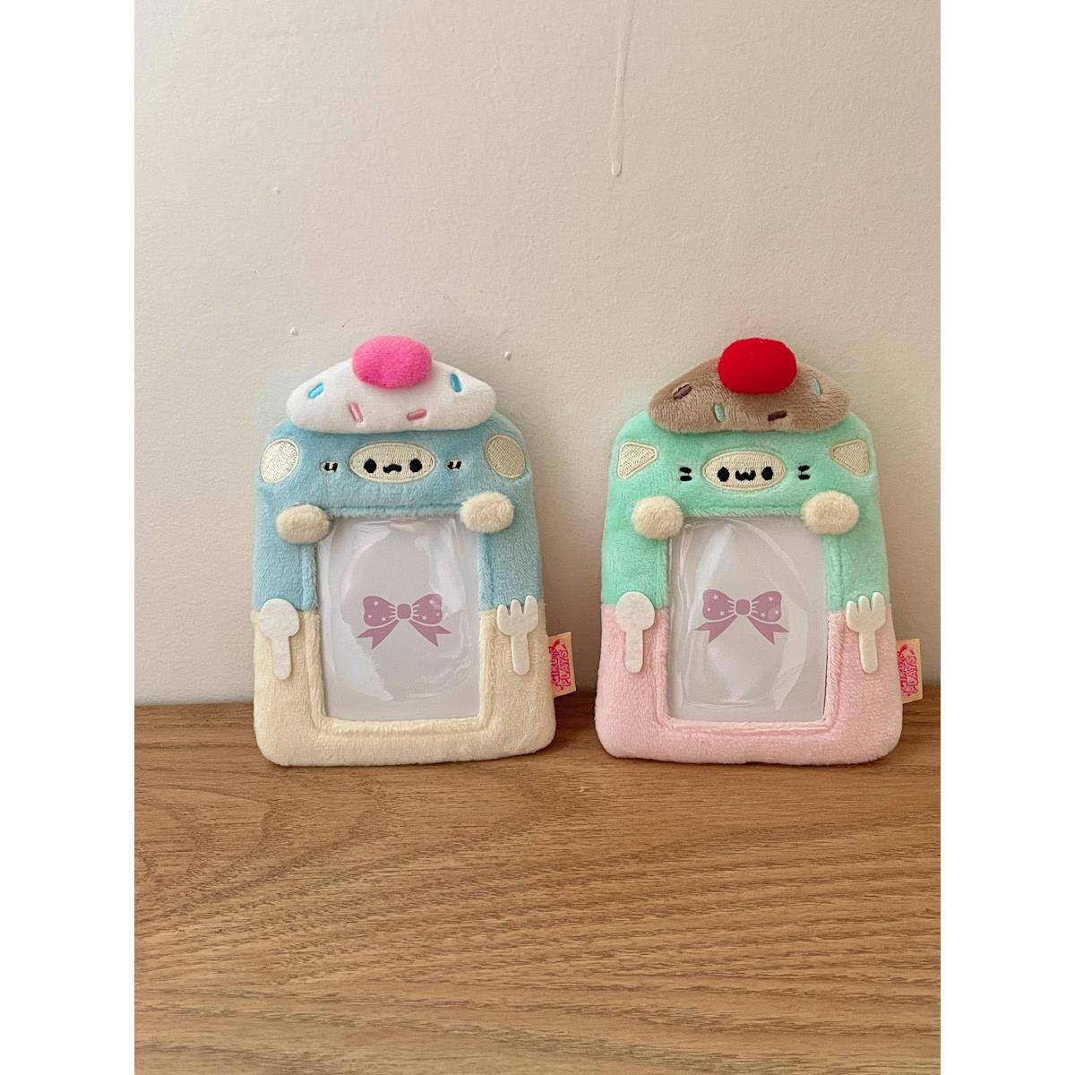 女孩的乐趣原创甜品小狗和小猫毛绒卡持有人宝丽来追星卡校园餐卡