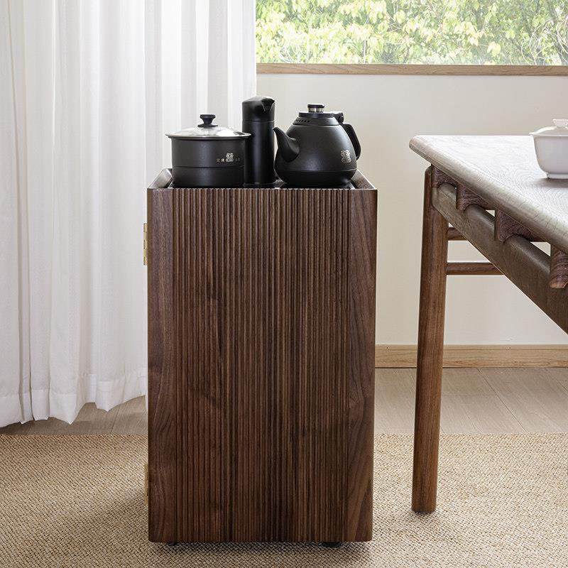 黑胡桃木可移动实木茶水柜小户型新中式水吧台茶台烧水台茶桌边柜