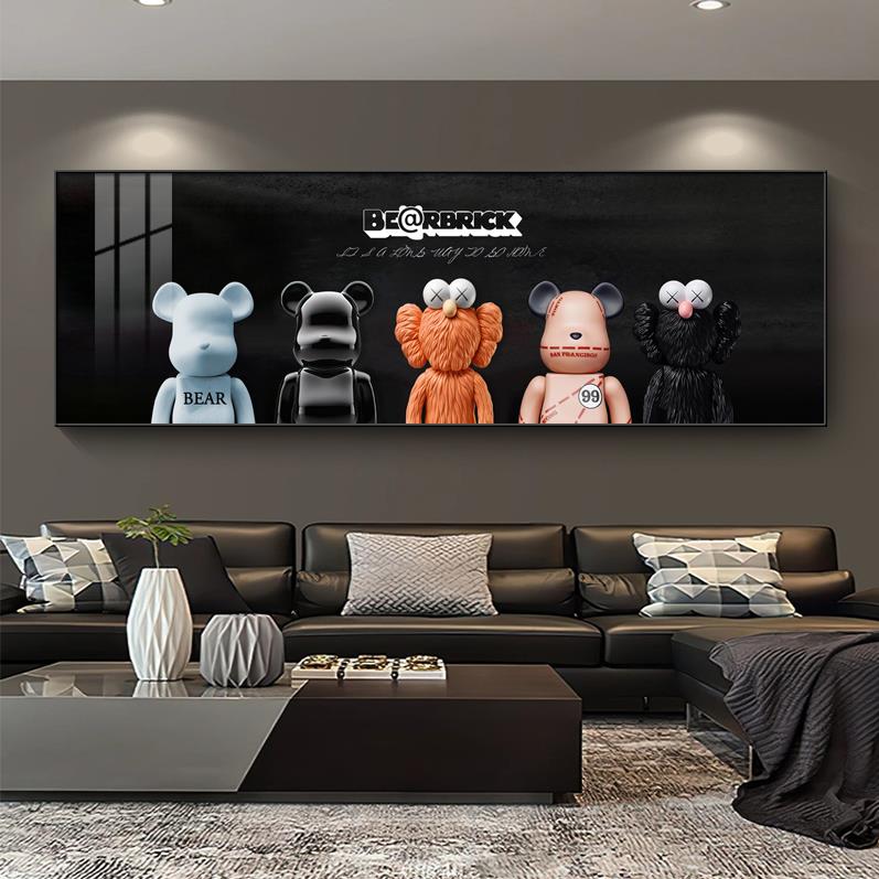 潮流暴力熊客厅装饰画 画kaws高级感晶瓷画 画儿童卧室床头挂画