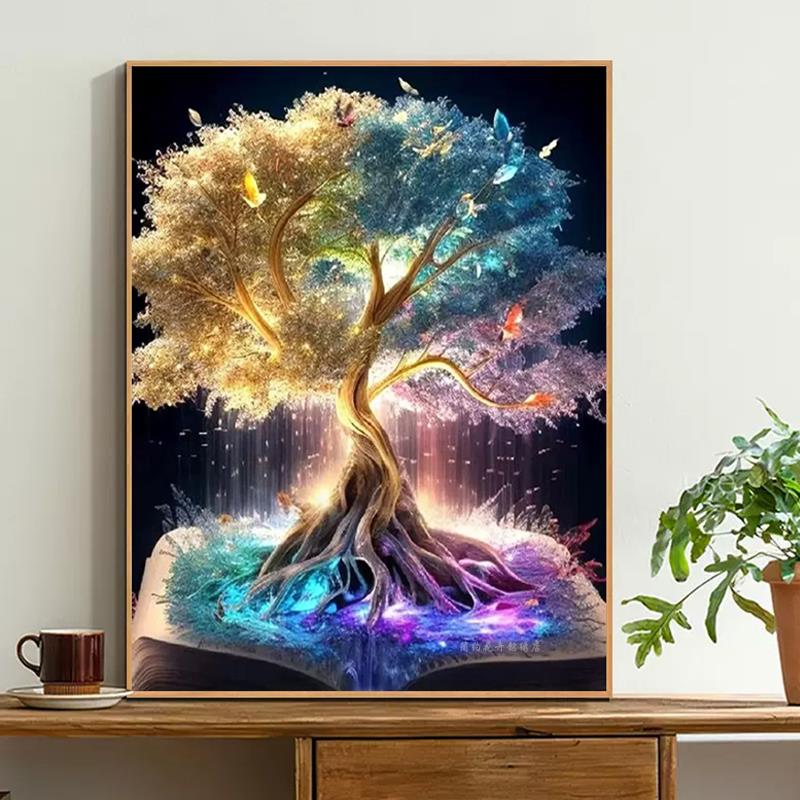 发财树5d钻石画满钻招财树客厅玄关线绣贴钻十字绣2024新款钻石绣