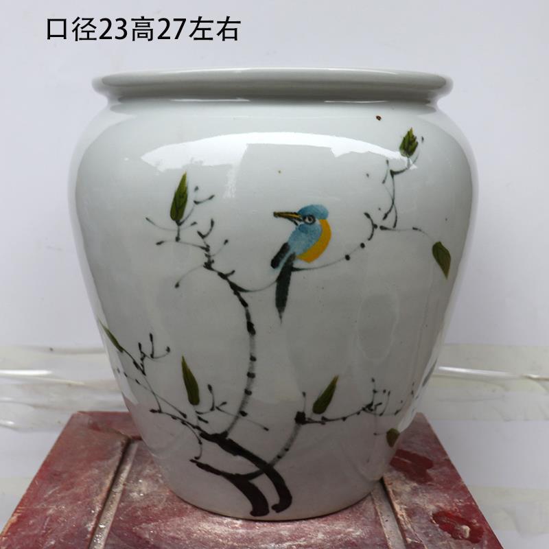 景德镇陶瓷花盆透气粗陶手绘雕刻绿植三角梅花盆有孔