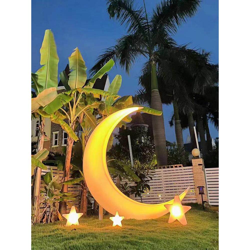 户外月牙灯2米大型月牙落地灯太阳能景观草坪灯露营弯月景观椅