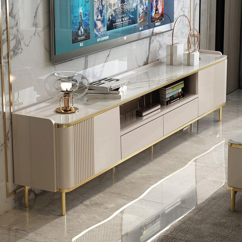 茶几电视柜组合简约现代轻奢高级感客厅家用2024新款岩板欧式高款