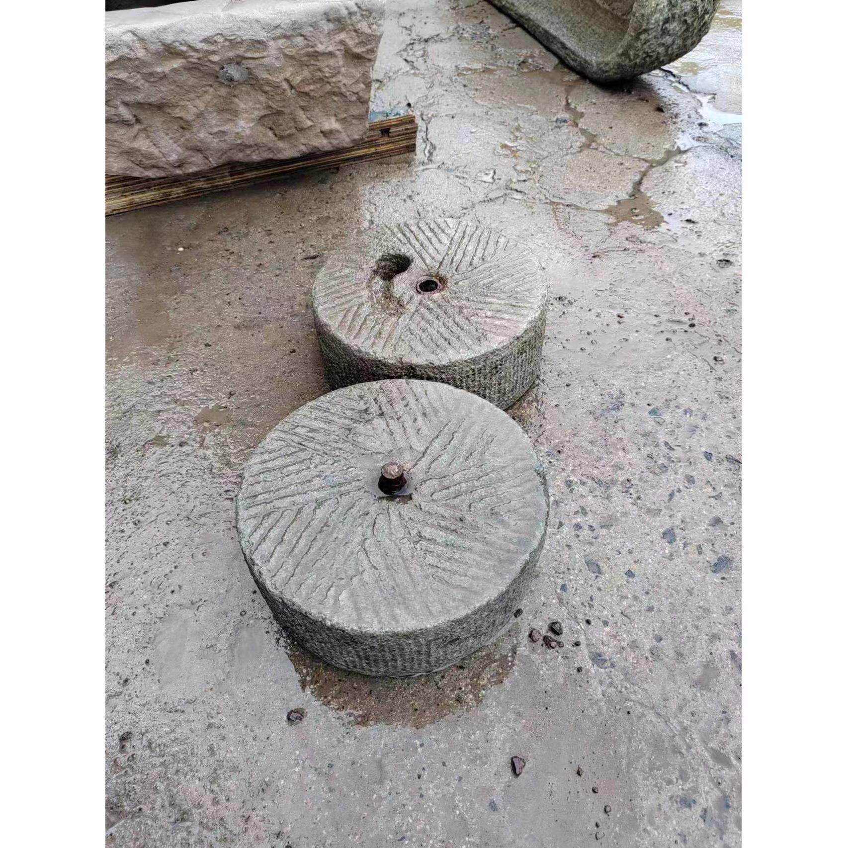 农村汀步石石磨盘垫脚石老式茶桌旧磨片碾盘小院草坪踏步石铺路石
