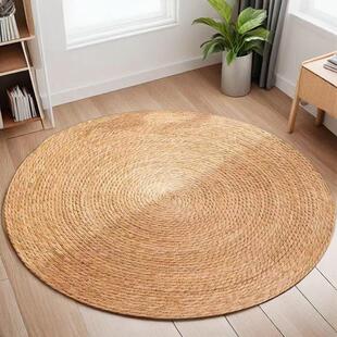蒲草地垫圆形编织客厅沙发茶几入户门脚垫卧室拍照装饰毯草编地毯