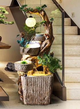 石磨流水生财摆件循环水开业礼物假山喷泉水景加湿器办公室风水轮