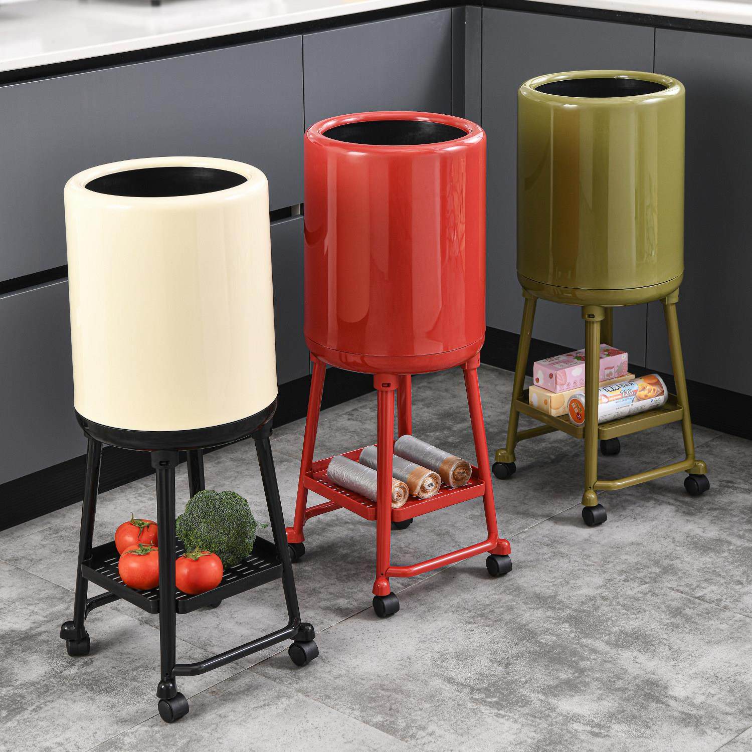 厨房垃圾桶专用免弯腰高颜值带盖子家用大容量高脚可移动厨余卫生