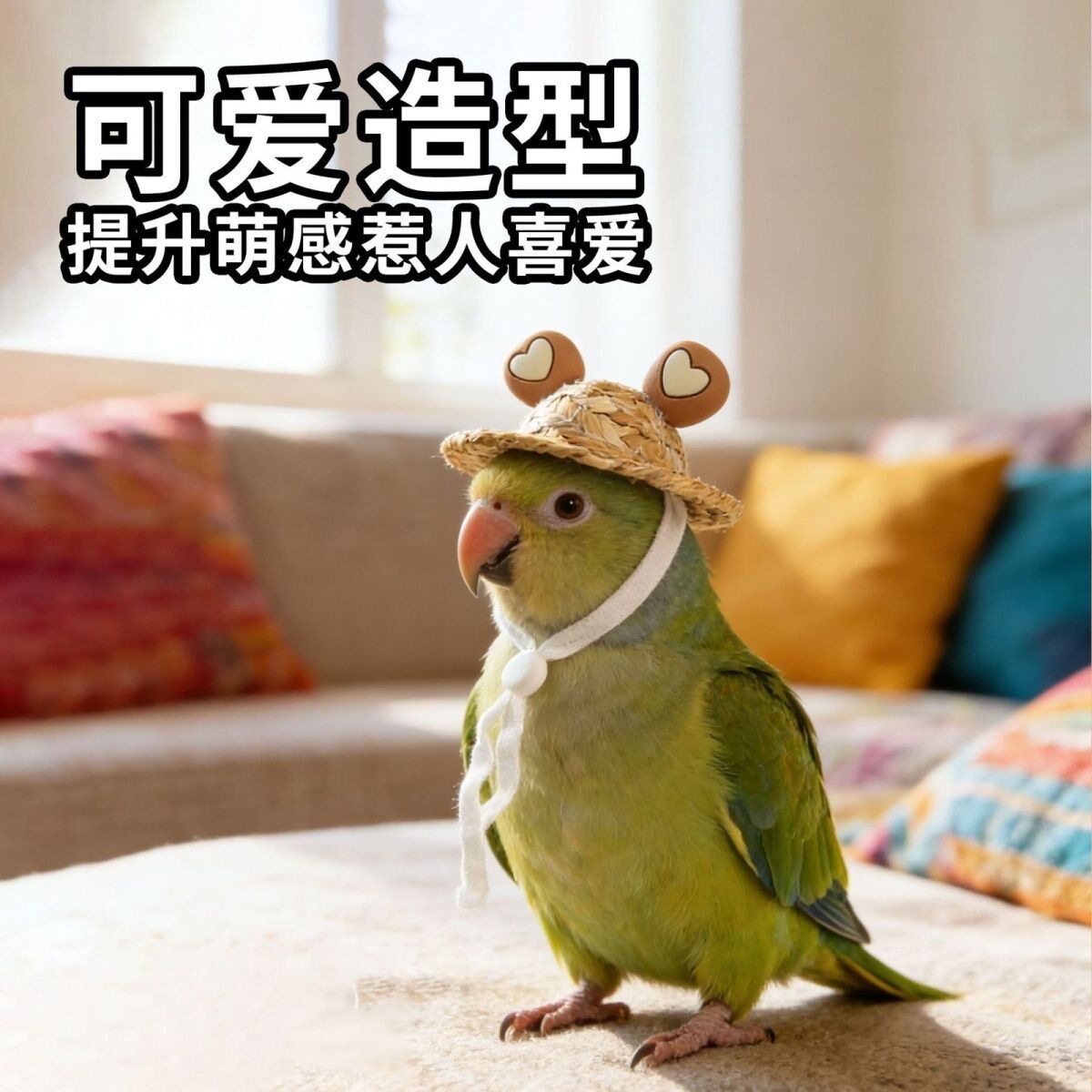 仓鼠耳朵造型可爱草帽夏季遮阳