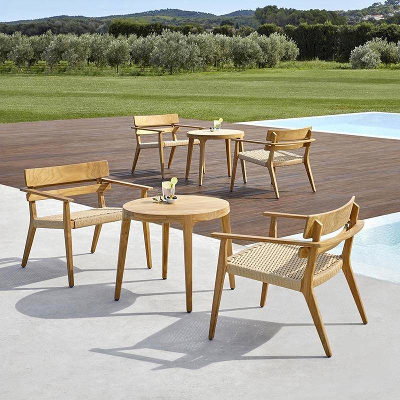 户桌外sy39木椅室外花台园餐桌椅庭院藤编实木制桌椅阳柚木桌椅三