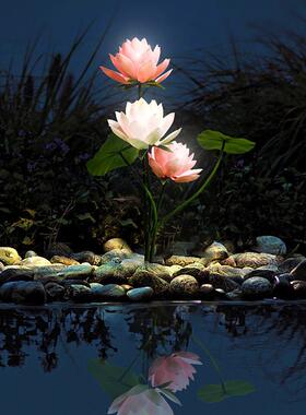 户外庭院灯花花动G-1082灯防水自开花公园庭院景观荷装饰灯池边草